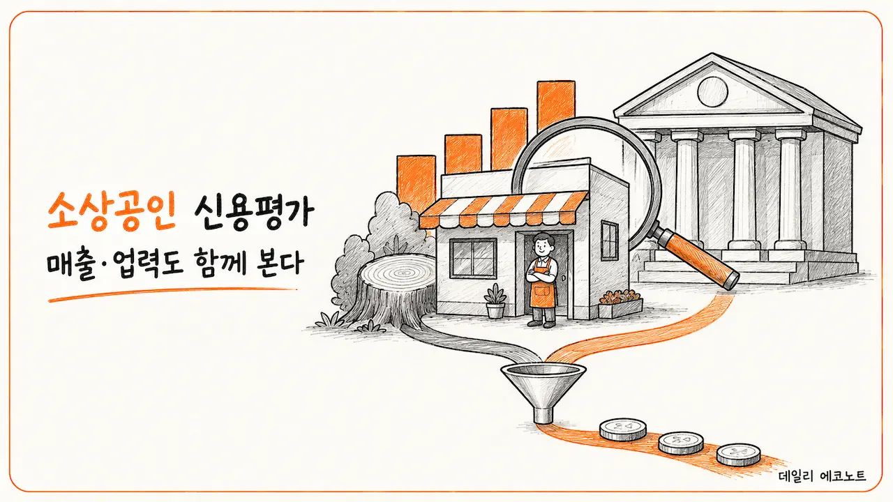 사업 데이터를 함께 살펴보는 소상공인 특화 신용평가 손그림
