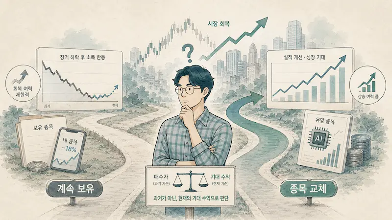 손실 종목을 계속 보유할까 다른 종목으로 갈아탈까