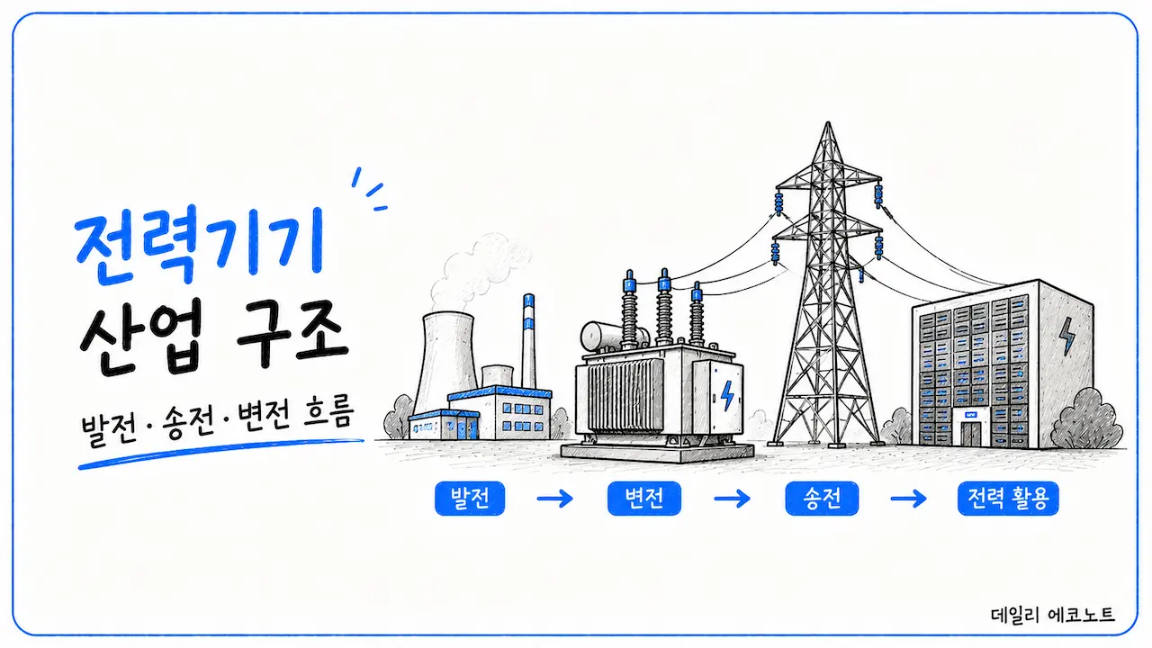 전력기기 산업 구조의 흐름을 표현하는 일러스트