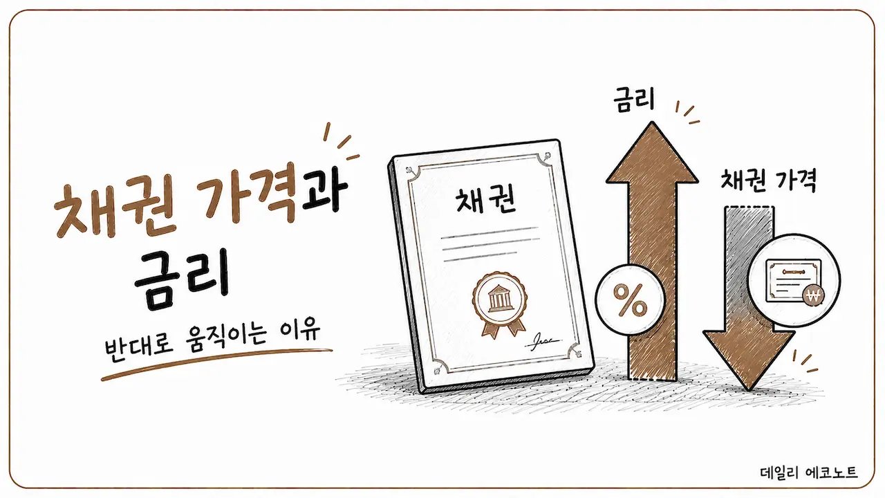 채권 가격과 금리 관계를 표현하는 일러스트